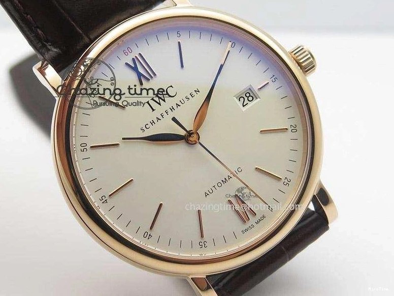 MIROTIME 0425 Modern Portofino SCHAFFHAUSEN RG MKF 1:1 V2 Best Edition White Dial On Brown Leather Strap A 7344